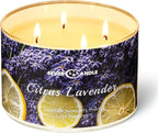 Citrus Lavender Scented Candles, 18oz Soy Candles Non Toxic 4-Wick Large Candle Jars, Over 50 Hours of Burning Time, Ideal for Gifting, Events, Home Decor