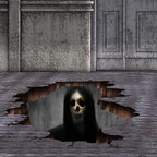 3D Halloween Wall Decals Scary Skeleton Halloween Wall Stickers, Spooky Long Hair Zombie Floor Decor Posters Decals Decorations for Living Room Bedroom Party Supplies