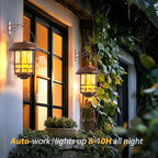 Otdair Solar Wall Lantern Outdoor, Flickering Flames Solar Sconce Lights Outdoor, Hanging Lamps Wall Mount for Front Porch, Patio and Yard, 2 Pack, Bronze