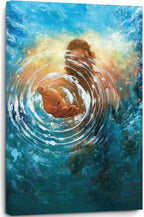 Framed Jesus Christ Canvas Wall Art The Hand of God Jesus Reaching Into Water Christian Painting Prints Biblical Wall Decor Religious Room Decor for Church Prayer Room Schools Hospitals 24" x 36"