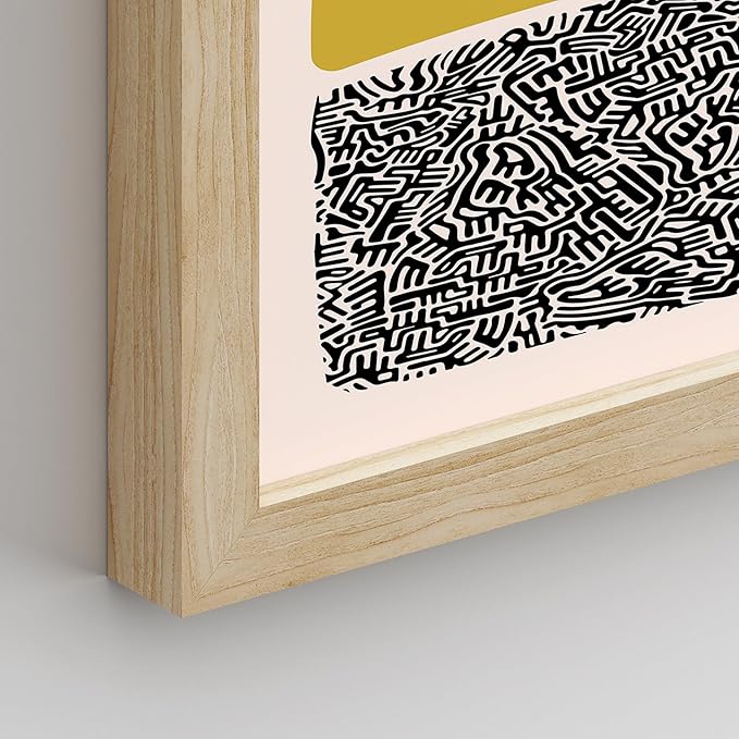 SIGNWIN Framed Mid-Century Modern 1980s Geometric Wall Art, Set of 4 Color Blocks Wall Decor Prints, Nature Wilderness Wall Décor for Living Room, Bedroom - 11"x14"Natural