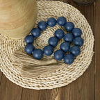 OMISHE Extra Large Wood Bead Garland in Navy Blue with 1.6" Diameter Wooden Beads and Tassels, 41" Long Rustic Farmhouse Country Decorative Beads for Home Wooden Decor, Navy Blue