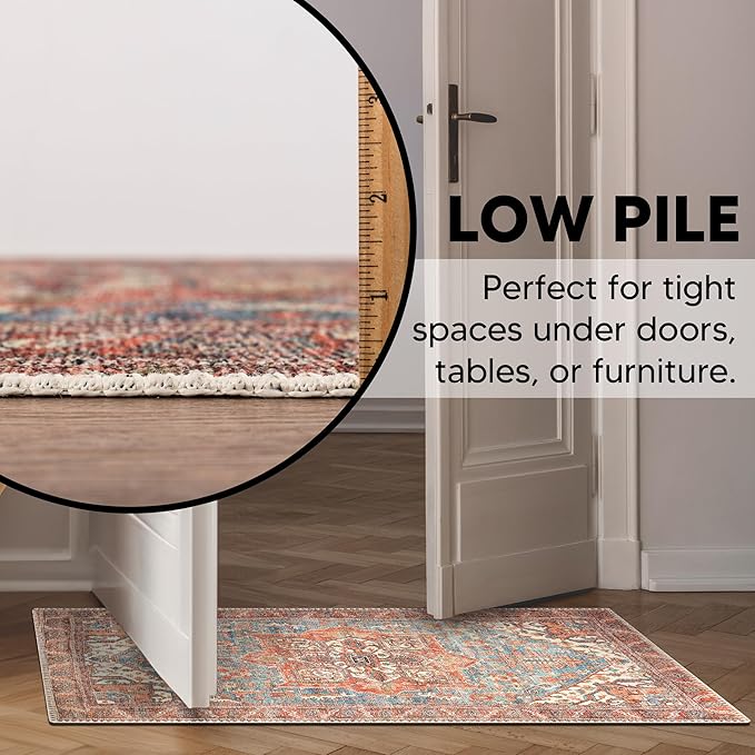 Keen Home Design 2x3 Rug - Machine Washable Entry Rug with Non-Slip Backing, Ideal for Enteryway, Kitchen, Bathroom, Laundry Room - Vintage, Easy Clean, Durable, Low Pile Rug - (2' x 3')