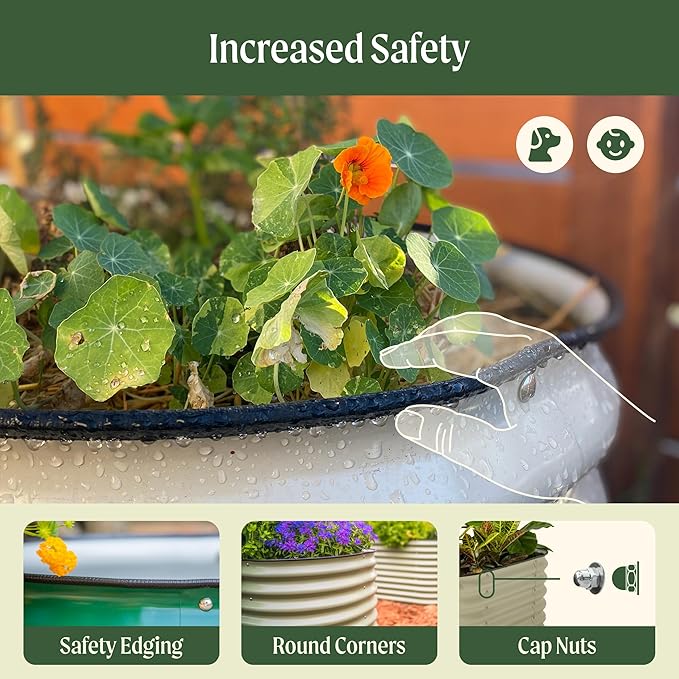 Vego garden 32" Extra Tall Raised Garden Bed Kits, 9 in 1 Modular Raised Planter Box for Vegetables Flowers Fruits Oval Metal Raised Garden Bed, Sky Blue