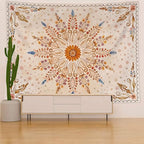 Fowocu Boho Floral Mandala Tapestry for Bedroom Aesthetic Watercolor Bohemian Flower Wall Tapestry Brown Beige Hippie Indian Large Tapestries Wall Hanging for Living Room Dorm Decor 80 x 60 Inch