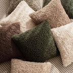 Foindtower 2 Pieces 18x18 Inch Olive Green, Faux Fur Throw Pillow Cover Accent Sherpa Furry Pillow Covers Fuzzy Soft Pillowcases Cozy Sheepskin Decorative Fleece Cushion Case for Bed Couch Living Room