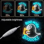 WLHOPE Read More Booooks Neon Sign Read More Books Neon Signs for Wall Decor Dimmable Book Neon Lights Classroom LED Light Up Boo Sign for Bedroom Bookstore Reading Room Library Study Room Decoration