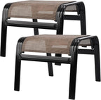 Patio Ottoman Outdoor Footstools Assembled Aluminum Footrest Small Seat for Balcony,Backyard 2 Pack Brown