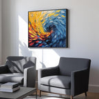 Large Framed Blue Modern Abstract Wall Art for Living Room, Minimalist Canvas Paintings Artwork for Walls, Blue Yellow Art Prints Pictures for Hallway Bedroom Office Wall Decor -30x30 Inch