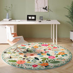 Round Rug 6ft Washable Circle Rug Non Slip Low Pile Boho Floral Small Circular Rug for Bedroom, Bathroom, Entryway, Kids Room, Office, College Dorm(Green)