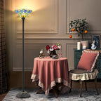 Luvkczc Tiffany Torchiere Floor Lamp - 70" Victorian Stained Glass Lamp Antique Tiffany Style Standing Light for Home,Office,Hotel Decor