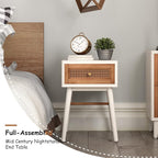 COZAYH Set of 2 Fully-Assembled Modern Farmhouse Clean-Lined Nightstand, End Table with 1 Drawer,Distressed White