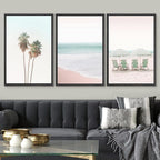SIGNWIN Framed Canvas Print Wall Art Set Retro Vintage Pastel Tropical Island Beach Nature Wilderness Photography Modern Art Landscape Relax/Calm for Living Room, Bedroom, Office - 16"x24"x3 Black