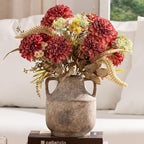 Mitt&Ditt Ceramic Flower Vase with Handles, 8 inch Tall Off-White Vase, Decorative Terracotta Vases, Farmhouse Rustic Pottery Vases for Home Decor, Living Room, Table