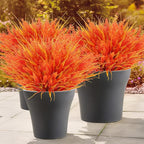 Geegoods 24 Bundles Artificial Fall Flowers Outdoor – Faux Lavender Flowers with Monkey Grass UV Resistant Plastic Faux Plants for Garden Porch Patio Home Decor, Autumn Color