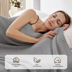 Joydeco Chunky Cable Knit Throw Blanket, Lightweight 100% Cotton Soft Cozy Throw Twin Blanket for Couch Bed and Sofa, Rustic Breathable Farmhouse Blanket Gift for Women Men(Grey, 60"x80")