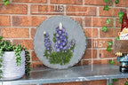 NAT & Jules Floral Colorful Dimensional Indoor Outdoor 12 inch Round Cast Resin Decorative Garden Stepping Stone, Patio, Walkway Sculpture Yard Art, Bluebonnet