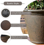 Sunnydaze 24-Inch Anjelica Large Plastic Pot for Plants - Outdoor Polyresin Round Planter with Drillable Drainage Holes - Rust - 2pk
