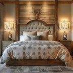 Farmhouse Deer Antler Table Lamp Set of 2 For Living Room with USB Ports, Rustic Bedside Lamp with Nightlight For Bedroom, linen Fabric Shade Vintage Nightstand Lamps For Hotel Bar Country House