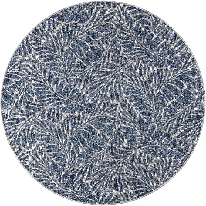 Keen Home Design Terrace Outdoor Round Rug - 8ft Round Washable Indoor/Outdoor Rug for Patio, Kitchen, Balcony, Beach, Garden, Deck and Porch, Size: 7'7" Round