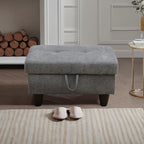 Ottoman Rectangular Storage Ottoman Bench, Flannel Footrest Stool Footstool with Lid for Living Room, Bedroom, Entryway, Dark Gray, 28.5"x19"x17.5"