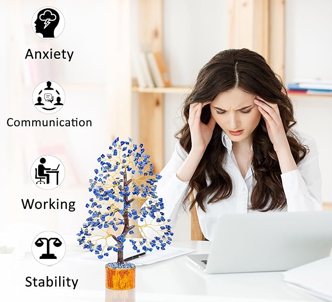 Lapis Lazuli Tree - Crystal Tree - Chakra Tree of Life - Gemstone Tree - Feng Shui Tree - Money Tree - Chakra Decor - Crystal Gift - Healing Crystals - Spiritual Gift - Home Decor - Positive Energy