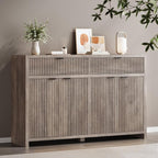 Fluted Sideboard Buffet Cabinet with Storage Drawers, 55" Large Accent Storage Cabinet with Doors and Adjustable Shelf, Modern Farmhouse Credenza for Entryway, Kitchen, Living Room - Gray