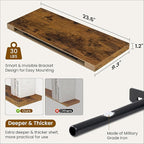 Fun Memories 24 Inch Floating Shelves for Wall, 9 Inch Deep Brown Rustic Wood Wall Mounted Shelves for Bathroom, Kitchen, Living Room, Set of 2