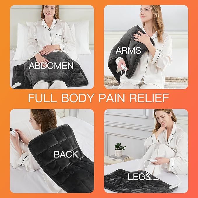 Weighted Heating pad XL 17''x33'' Heat pad for Period Cramps Heating Pads Large Heated pad for Back Pain Relief Products Electric Heat Pads Heated Pad for Bed Christmas Gifts for Mom Dad