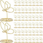 48 Pcs Gold Butterfly Photo Holders Table Number Photo Clips Holder Butterfly Decoration Name Place Card Stand for Centerpieces Wedding Reception, Party, Birthday