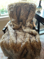 Brown Fur Throw Blanket and Bedspread - Brown Wolf Faux Fur - Light & Dark Brown Faux Fur - Luxury Throw Blanket & Bedspread, Handmade in US, 16406