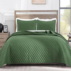 Exclusivo Mezcla Reversible California King Size Quilt Bedding Set with Pillow Shams, Lightweight Quilts Cal King Size, Soft Bedspreads Bed Coverlets for All Seasons - (Olive Green, 112"x104")