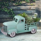 Metal Truck Decor,Farmhouse Truck Decor,Decorative Tabletop Storage & Pick-up Metal Truck Planter,12.5" x 5.75" x 6.25" inches (Green)