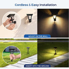 CINOTON 2-in-1 Solar Pathway Lights Outdoor with 4 Lighting Modes, IP65 Waterproof LED Solar Powered Wall Lights for Garden Yard Patio Lawn Porch Walkway Backyard Driveway, Warm & Cold White 4 Pack