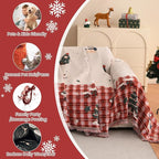 Chenille Armchair Sofa Slipcover Washable Furniture Protector Recliner Couch Cover 1-Piece Cushion Stain Resistant Chair Cover Soft Breathable Couch Cover Blanket, Red Plaid 71"x 102"