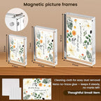 JOHOUSE 5 Pack 5 x 7 Acrylic Picture Frames, Double Sided Magnetic Photo Frames Self Standing Frameless Transparent for Desktop Display Gifts for Women