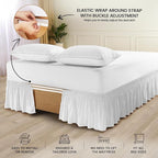 Utopia Bedding Full Elastic Bed Ruffle - Easy Wrap Around Ruffle - Microfiber Bed Skirt with Adjustable Elastic Belt 16 Inch Tailored Drop - Hotel Quality Bedskirt, Fade Resistant (Full, White)