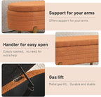 Furniliving 46” Storage Benches, End of Bed Bench with Button-Tufted Large Upholstered Storage Ottoman Teddy Window Bench with Storage Shoe Cabinet Bench, for Bedroom, Entryway, Closet, Orange