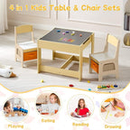 Kids Table and Chair Set, 3 in 1 Wooden Activity Table with Detachable Tabletop, Toddler Table and Chair Set with Storage Drawer, Kids Play Table for Children Art, Craft, Eating, Learning