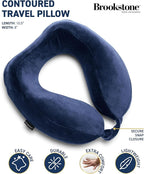 Brookstone Contoured Memory Foam Head and Neck Travel Pillow Ergonomic and Lightweight, Blue