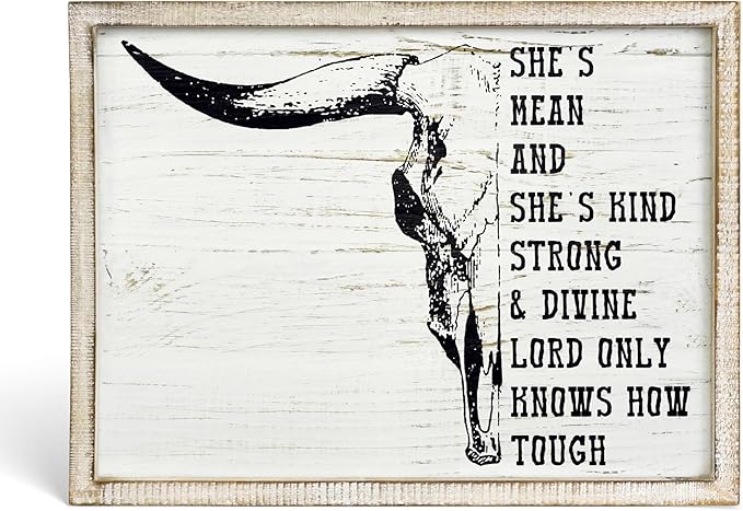 Putuo Decor Bohemian Western Wall Decor, Artistic Cowboy Prints, Square Wall Pediments for Living Room and Hallway (Cow Skull Head)