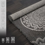 CAMILSON Outdoor Rug 6x9 Modern Area Rugs for Indoor and Outdoor Patios and Porches - Waterproof Washable Non-Shedding Easy-to-Clean Outside Carpet (6 x 9, Medallion - Dark Grey/Light Grey)