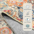 Lahome Moroccan Trellis Washable Rug, 2x3 Kitchen Rugs for Entryway Bathroom, Non-Slip Indoor Door Mat Ultra-Thin, Small Oriental Throw Carpet for Bedroom Entry, Cream/Multi