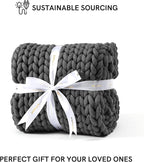 YnM Chunky Throw Blanket, Medium-Weight, Hand Knitted, Skin Friendly, Ventilated and Breathable, Machine Washable, Home Décor Piece for Couch, Sofa and Bed (Charcoal Grey, 50x70 Inch)