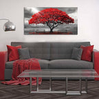 AJAZIKO Red Wall Art - Modern Framed Wall Art for Living Room - Red Tree Black and White Landscape Canvas Prints Posters & Prints for Home Office Bedroom Decorations - Large Wall Pictures 20×40IN