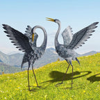 24-27 Inch Standing Crane Garden Sculptures & Statues, Crane Metal Yard Art for Backyard, Lawn, Patio, Porch, Birthday, Wedding Decorations, Gray