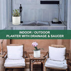 6 Inch Plant Pots, Ceramic Planter Pot with Drainage Hole & Saucer, Indoor/Outdoor Cylinder Round Planter Pot, Matte White