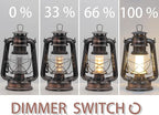 YAKii LED Vintage Lantern Metal Hanging Hurricane 12 LED Dimmer Switch Warm White Battery Operated Power Outage Indoor Camping Lighting Outdoor Brooklyn Decoration(Copper)