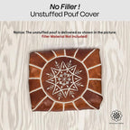 Moroccan Leather Handmade Pouf Ottoman Cover – Unstuffed Foot Stool, Boho Foot Rest for Living Room, Bedroom – Gift for Housewarming or Weddings