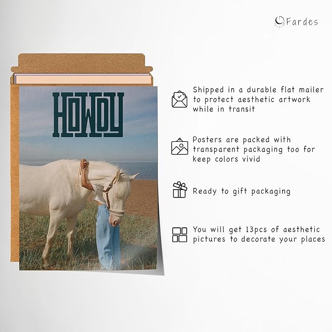 Fardes Coastal Granddaughter Room Decor, Cowgirl Aesthetic Pictures, Teen Girls Bedroom Surfboard Wall Art Prints, Beachy Wall Decor